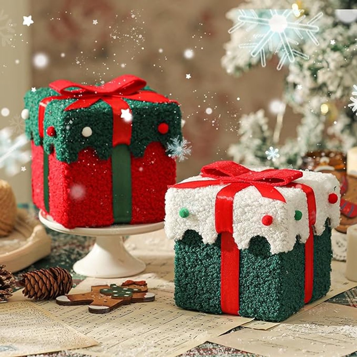 Gift Boxes - Packaging Boxes - Gift Boxes with Lids - Gift Boxes with Colorful Ribbons - Velvet Gift Boxes - Gift Boxes for Storage - Empty Gift Boxes - Home Decoration (Style A)