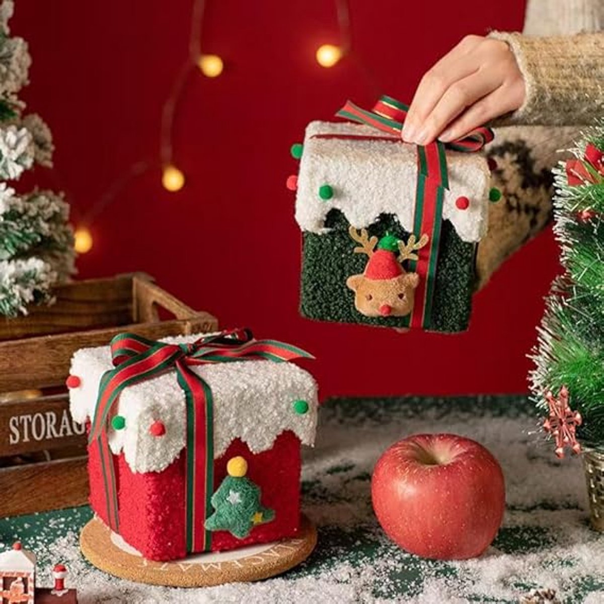 Gift Boxes - Packaging Boxes - Gift Boxes with Lids - Gift Boxes with Colorful Ribbons - Velvet Gift Boxes - Gift Boxes for Storage - Empty Gift Boxes - Home Decoration (Style A)