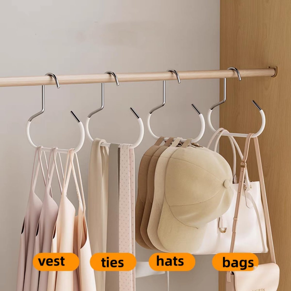10-pack - Non-slip - Space-saving - Storage rack - Wardrobe belt/scarf hooks - Suitable for displaying hats