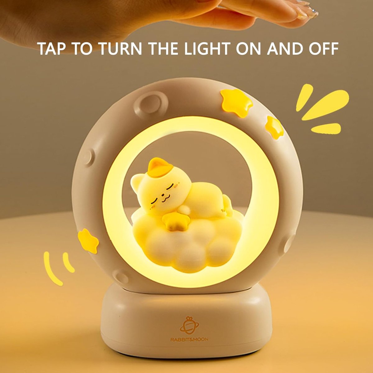 Night Light - Children%27s Night Light - Parents%27 Night Light - Rechargeable Desk Lamp - Bedside Cat Lamp - With Touch Sensor - With Dimming Function - A Perfect Gift for Girls and Kids (Cat)