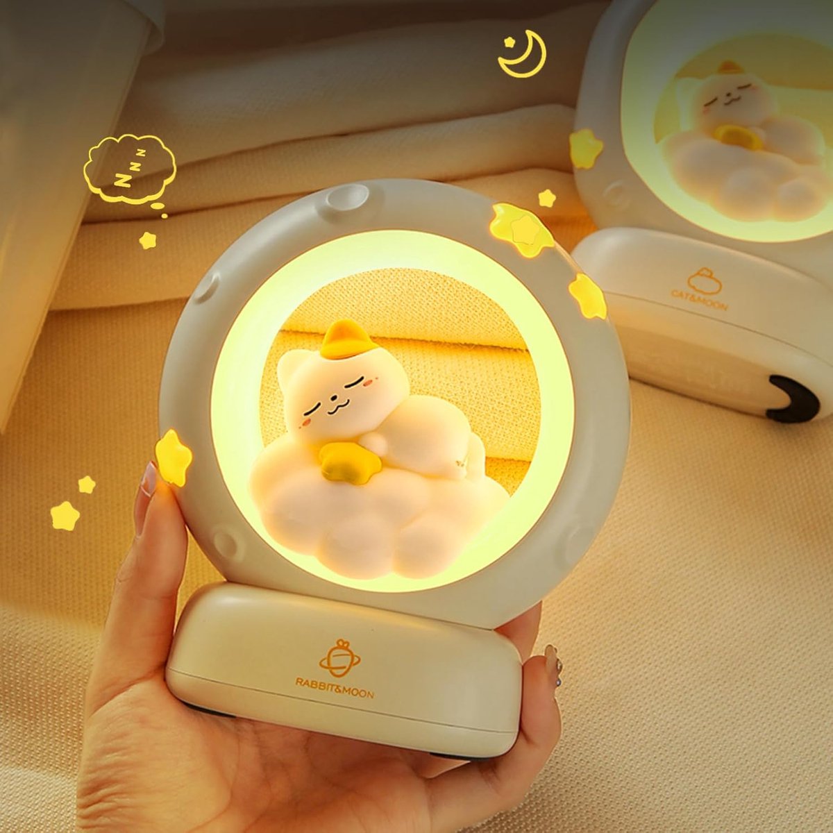 Night Light - Children%27s Night Light - Parents%27 Night Light - Rechargeable Desk Lamp - Bedside Cat Lamp - With Touch Sensor - With Dimming Function - A Perfect Gift for Girls and Kids (Cat)