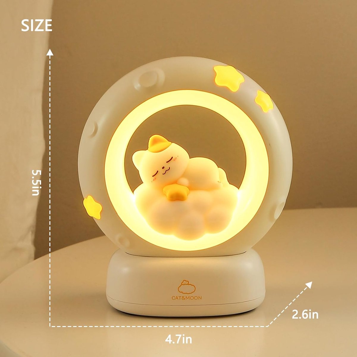 Night Light - Children%27s Night Light - Parents%27 Night Light - Rechargeable Desk Lamp - Bedside Cat Lamp - With Touch Sensor - With Dimming Function - A Perfect Gift for Girls and Kids (Cat)