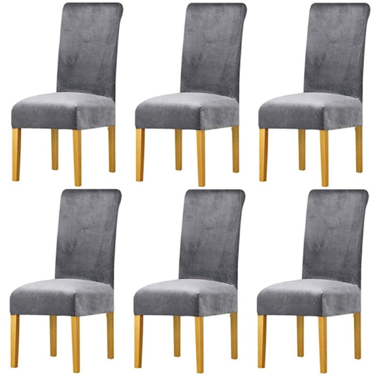 Chair Covers - Set of Velvet Chair Covers - Gray Chair Covers - Stretch Dining Chair Covers - Set of 6 Chair Covers - Set of Velvet Chair Covers - Gray Chair Covers - Stretch Dining Chair Covers - Set of 6