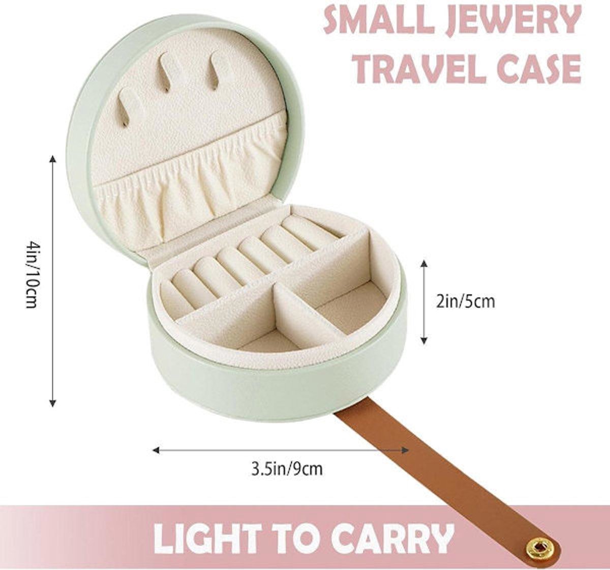 Small portable leather jewelry box - travel box - for necklaces