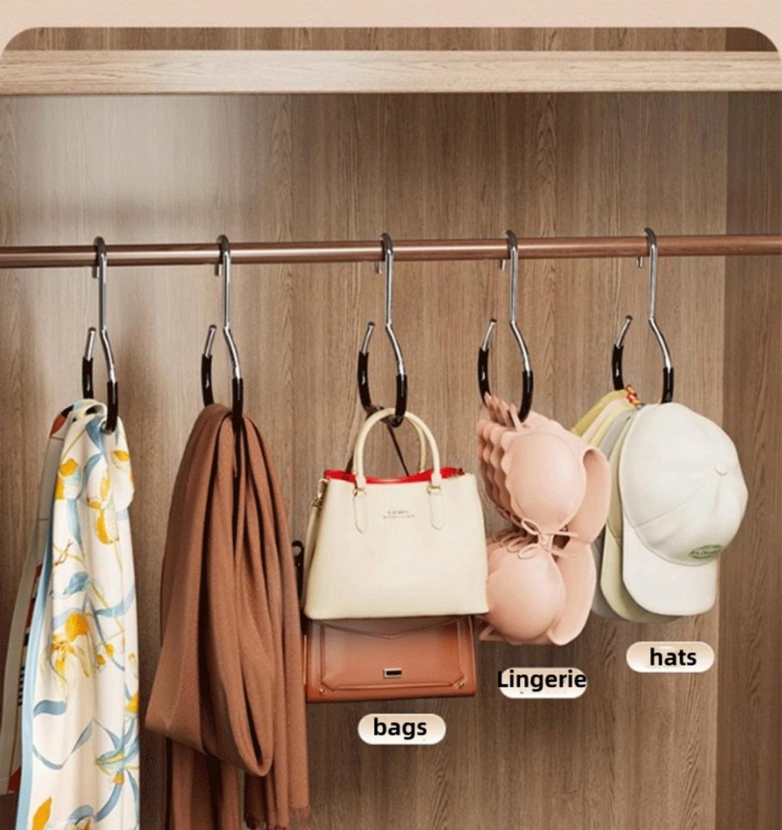 10-pack - Non-slip - Space-saving - Storage rack - Wardrobe belt/scarf hooks - Suitable for displaying hats