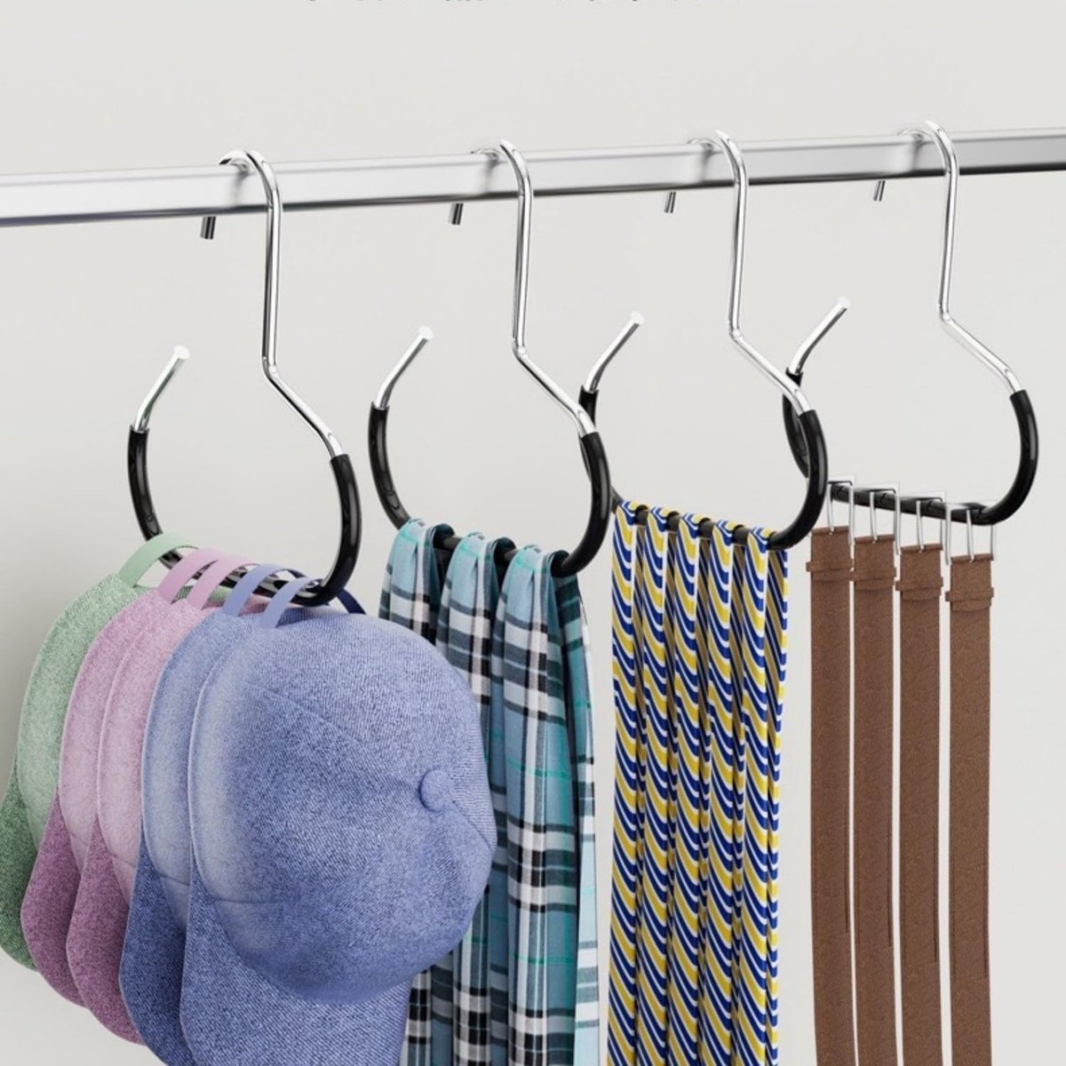 10-pack - Non-slip - Space-saving - Storage rack - Wardrobe belt/scarf hooks - Suitable for displaying hats