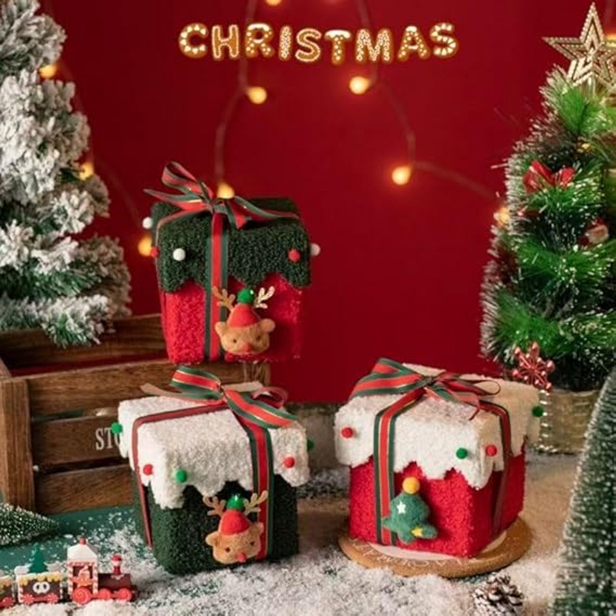 Gift Boxes - Packaging Boxes - Gift Boxes with Lids - Gift Boxes with Colorful Ribbons - Velvet Gift Boxes - Gift Boxes for Storage - Empty Gift Boxes - Home Decoration (Style C)