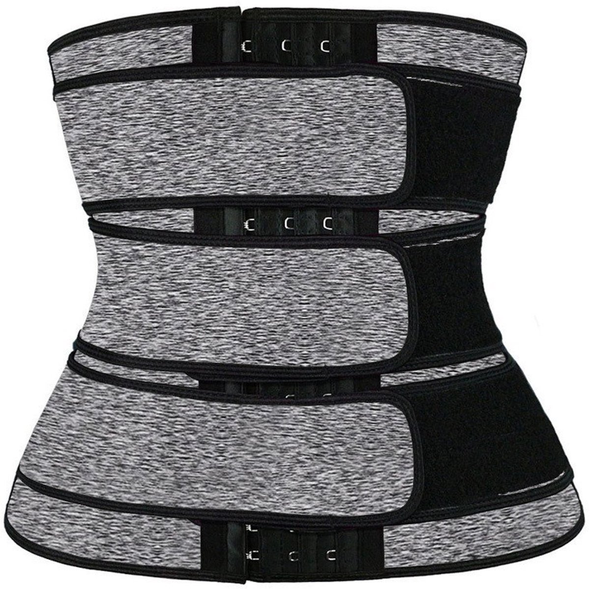 Women Sweat Reducer Training Belt - Sweatband - Waist Trainer - Slimming Belly Band - 3-Row Closure & Breathable Material - Extended Sizes (S to 6XL) - Gray, 5XL