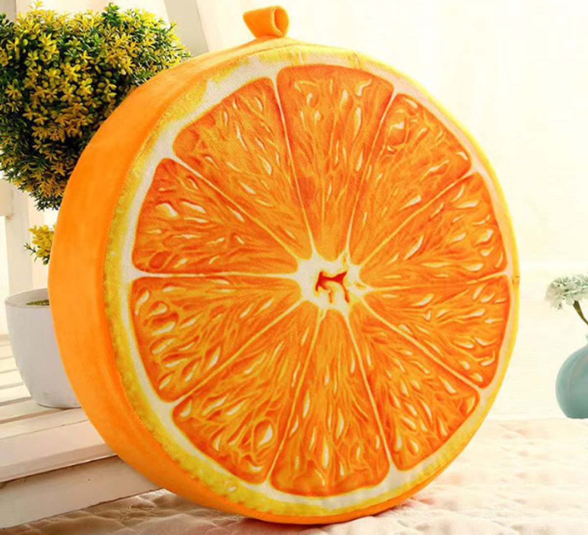Round decorative cushion - soft filled cushion - play cushion - 40 cm - orange - suitable for sofas Round decorative cushion - soft filled cushion - play cushion - 40 cm - orange - suitable for sofas