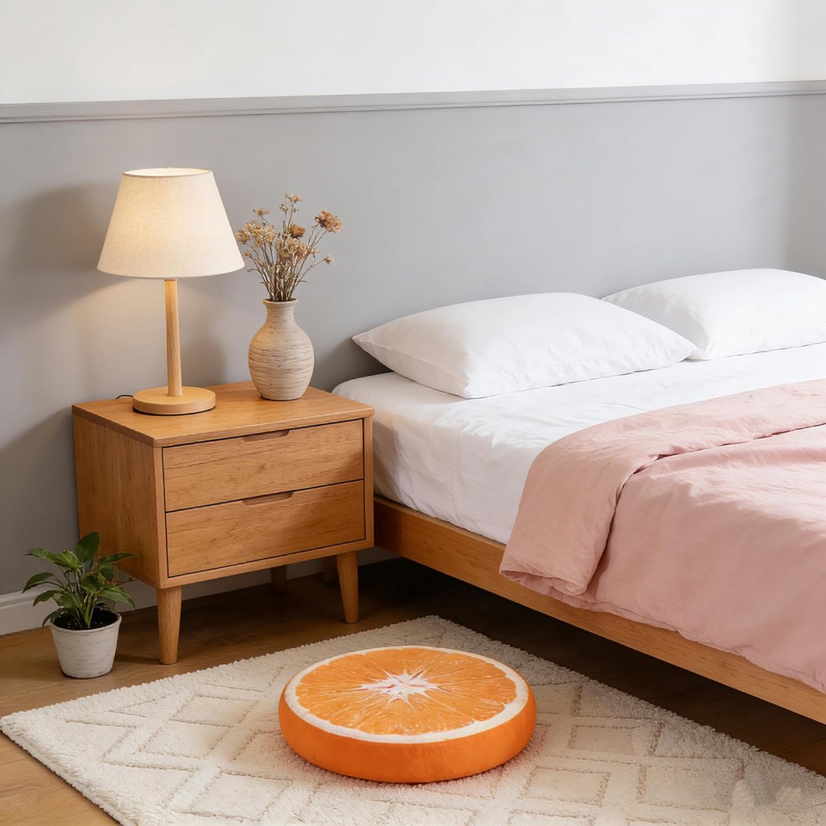 Round decorative cushion - soft filled cushion - play cushion - 40 cm - orange - suitable for sofas