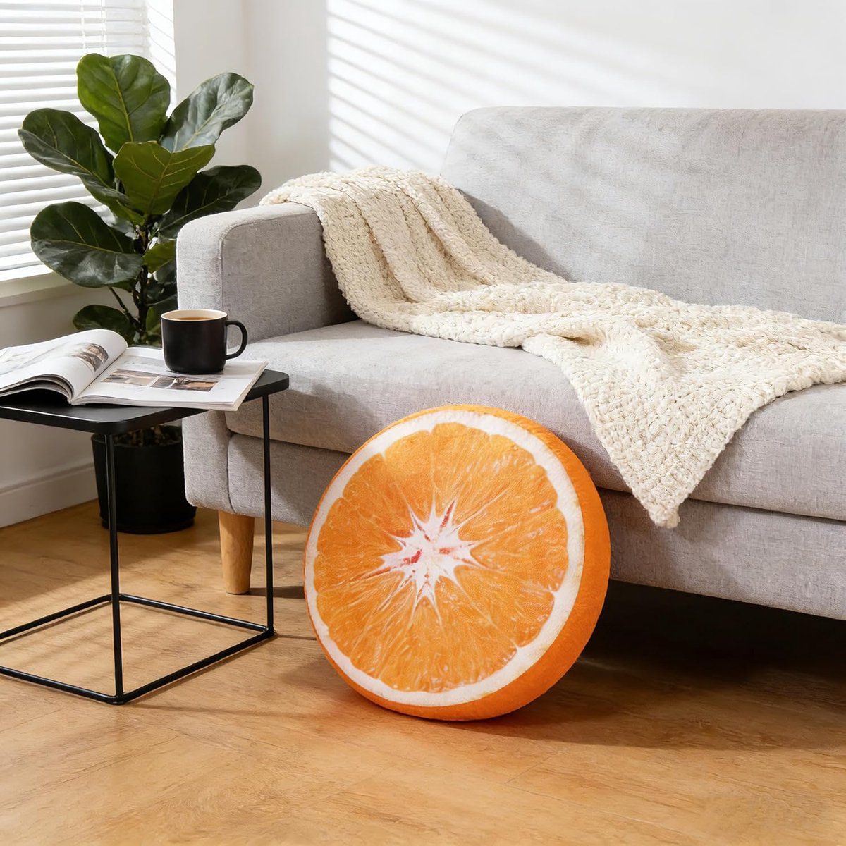 Round decorative cushion - soft filled cushion - play cushion - 40 cm - orange - suitable for sofas