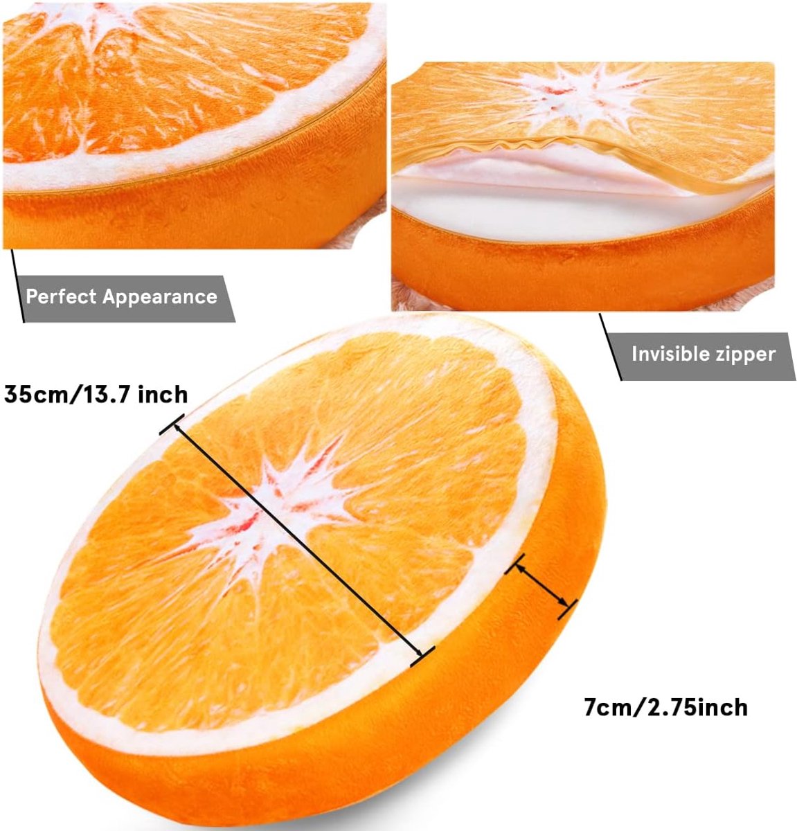 Round decorative cushion - soft filled cushion - play cushion - 40 cm - orange - suitable for sofas