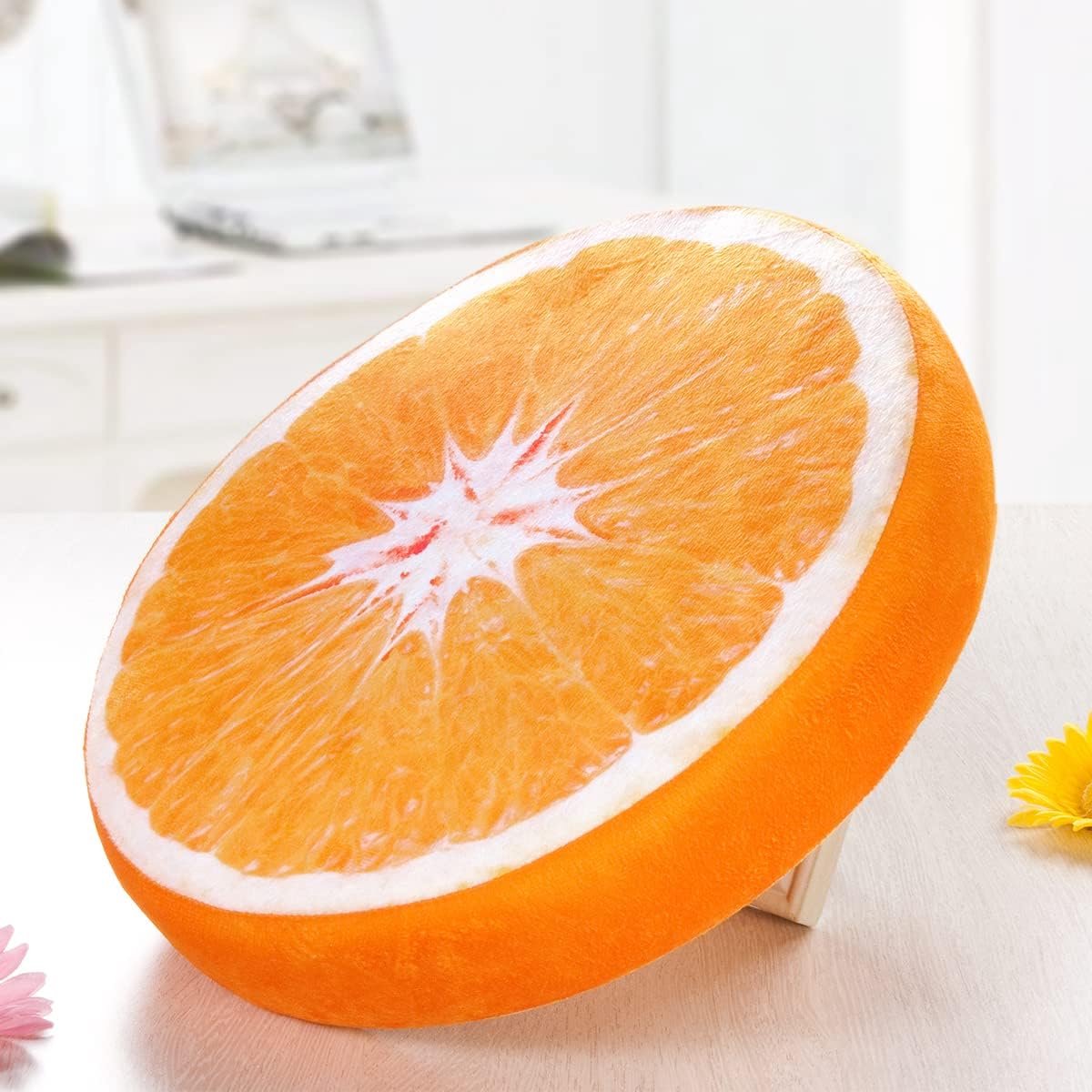 Round decorative cushion - soft filled cushion - play cushion - 40 cm - orange - suitable for sofas