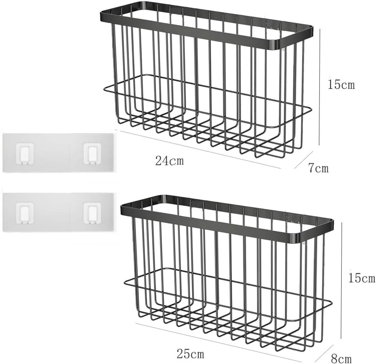 Set of 2 Storage Boxes - Storage Boxes - Storage Boxes for Kitchen Cabinet Doors - Self-Adhesive Storage Boxes - Wall-Mounted Metal Storage Boxes - Small Item Storage Boxes for Cabinets/Bathrooms/Refrigerators (Black)