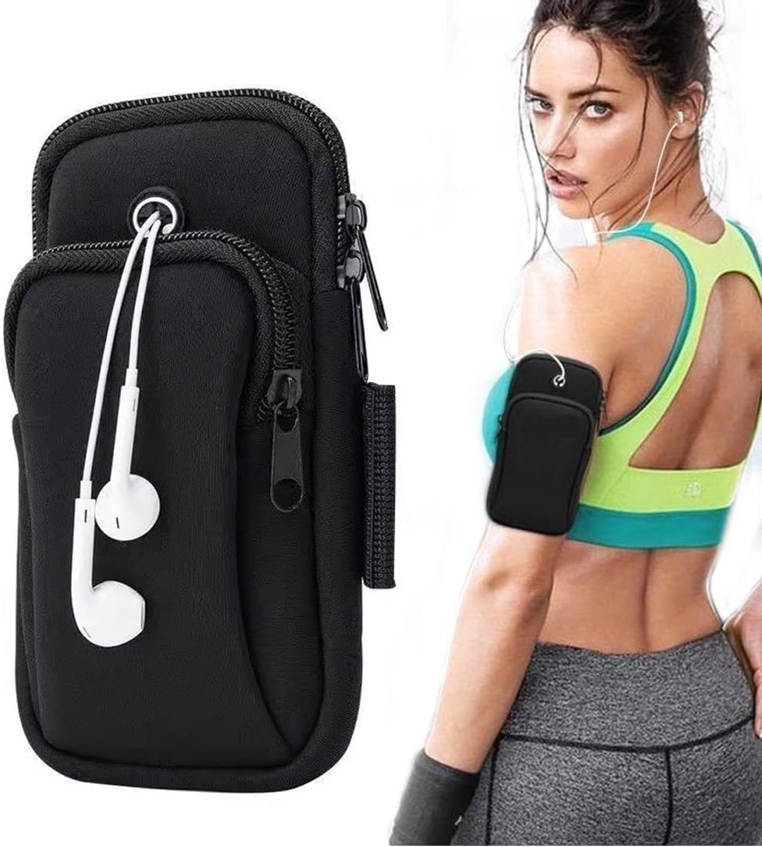 Running Armband - Phone Armband - Wearable Phone Armband - With Earphone Hole and Phone Pocket for Running - Armband for Fitness and Cycling (Black) Running Armband - Phone Armband - Wearable Phone Armband - With Earphone Hole and Phone Pocket for Running - Armband for Fitness and Cycling (Black)