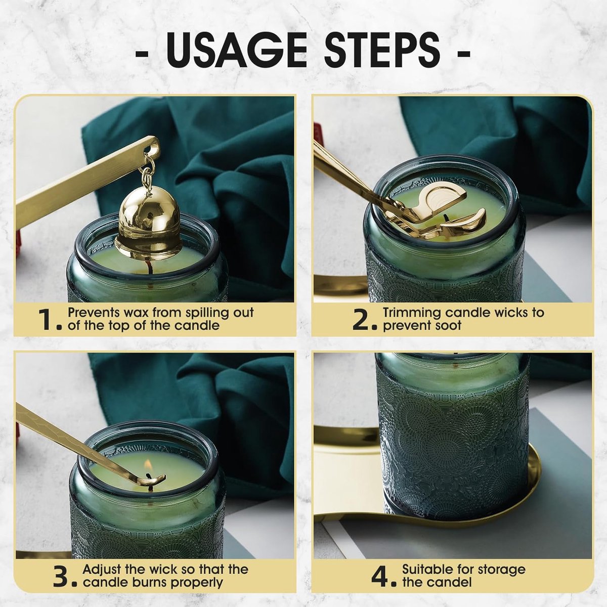 Candle Extinguisher - 3 in 1 Candle Accessory Set - Candle Key