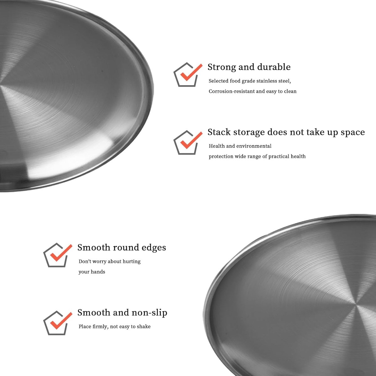 Dinner Plates - 3-Piece - Stainless Steel Plates - 20cm
