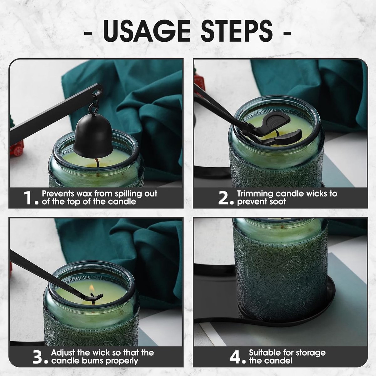 Candle Extinguisher - 3 in 1 Candle Accessory Set - Candle Key