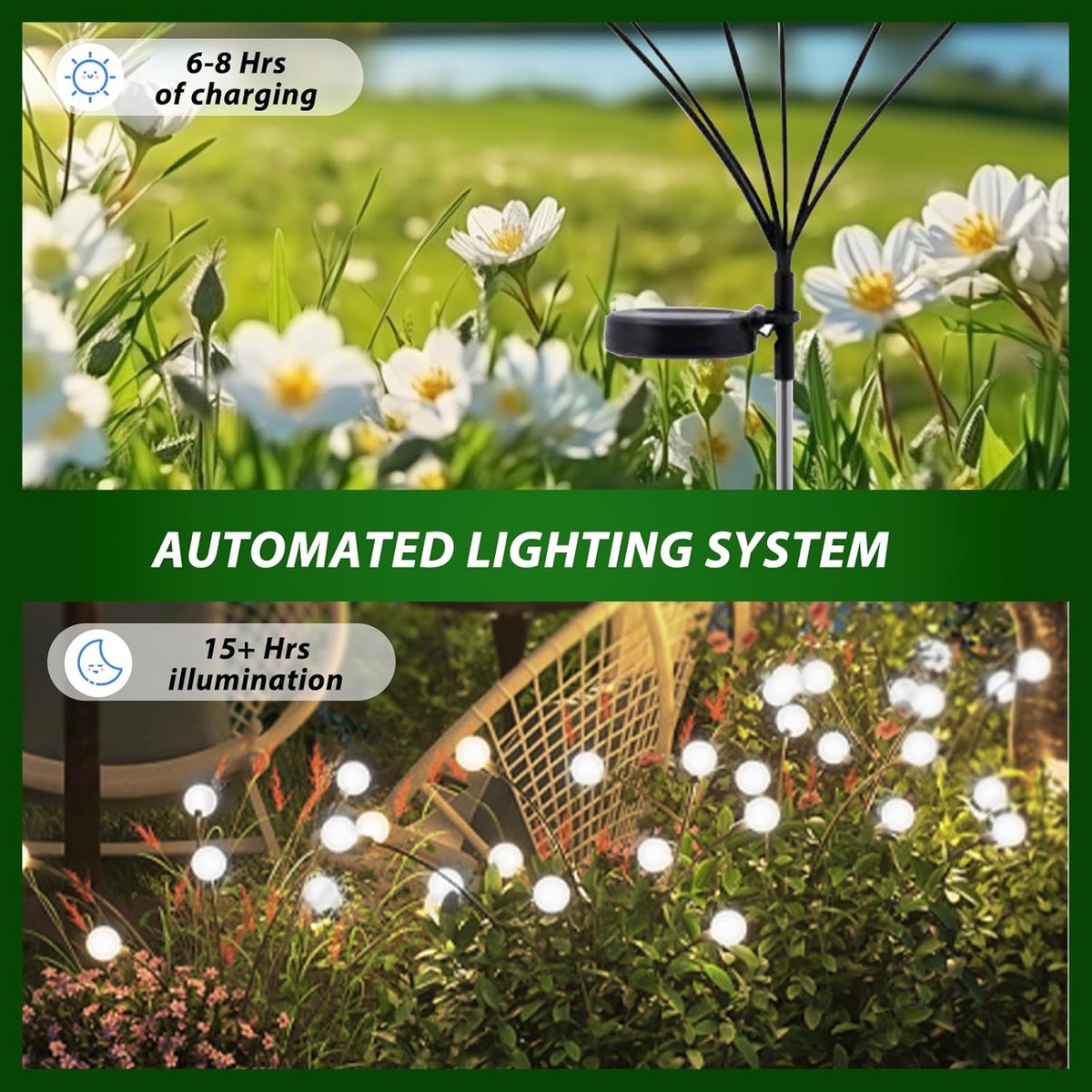 LED solar lights - Outdoor lighting - Solar garden lighting - Mood lighting - LED solar garden lights - Firefly-shaped - 12 flower pots x 2 - Waterproof