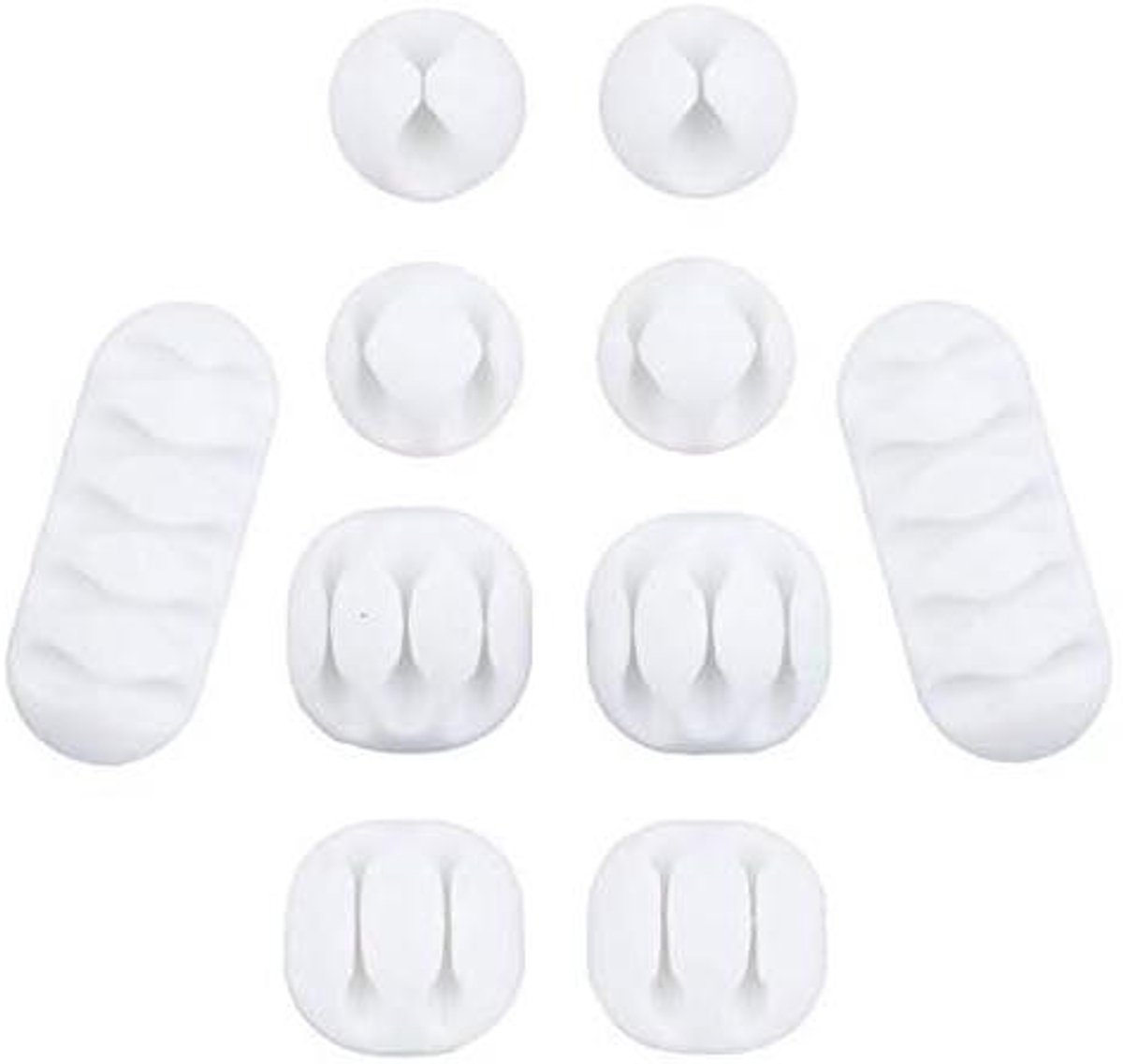 10-Piece Desk Cable Management Set - Multifunctional Cable Clamps - Desk Cable Organizer for TV, PC, Laptop, Home Office - (White)