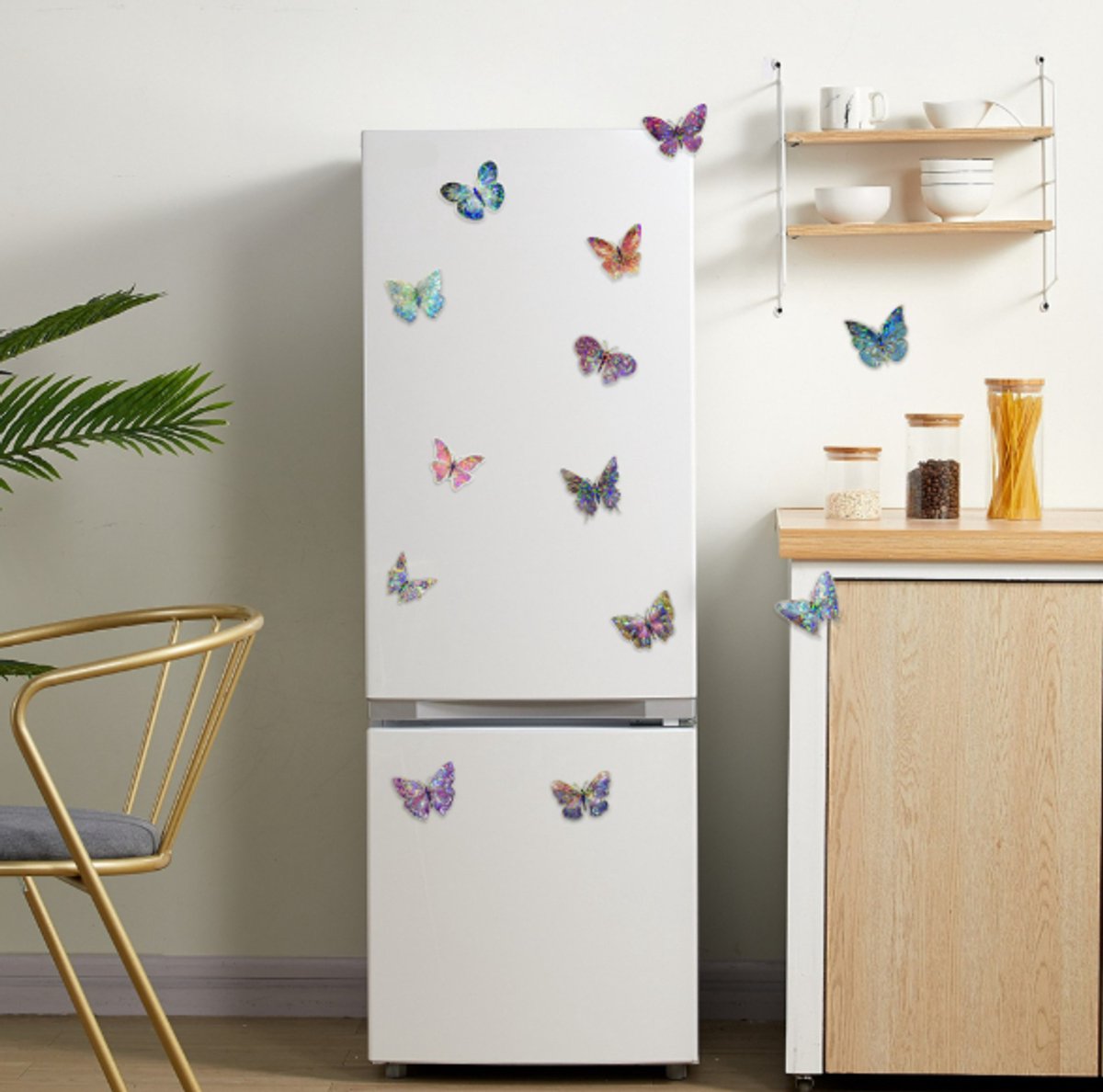 Stickers - Butterfly Wall Stickers - DIY Wall Stickers - Creative Bedroom Supplies - Beautiful 3D Decorations - Interior Decoration - Interior Decoration - Suitable for creating everyday surprises and party decorations (Blue,10 stickers)