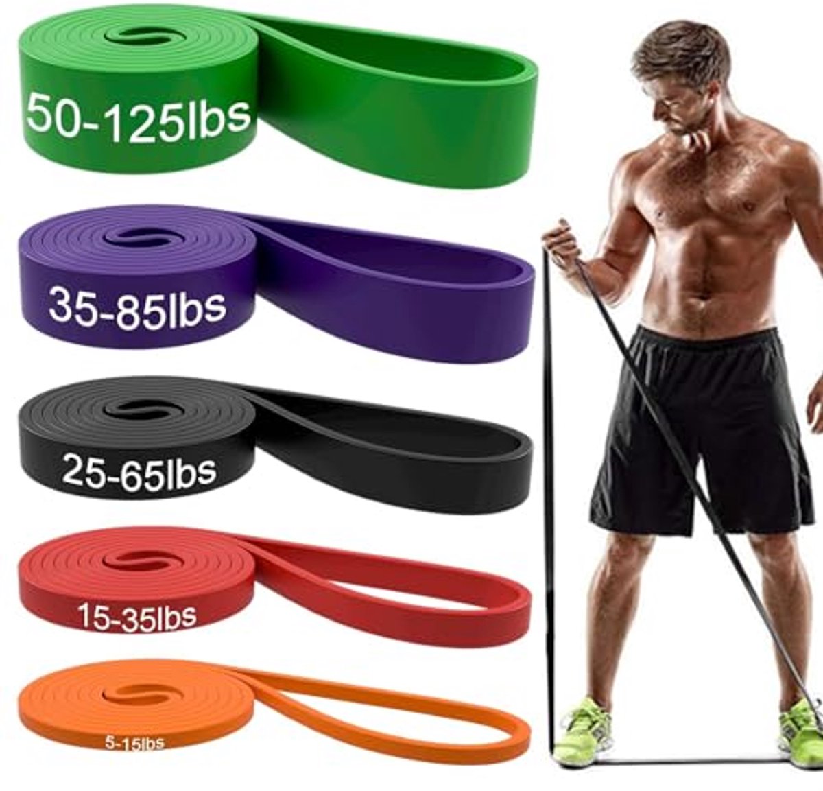 Resistance Bands - Pull-up Bands - Training Bands - Fitness Bands - Set of 5 Bands - 5 Different Resistances - Set for Training Resistance Bands - Pull-up Bands - Training Bands - Fitness Bands - Set of 5 Bands - 5 Different Resistances - Set for Training
