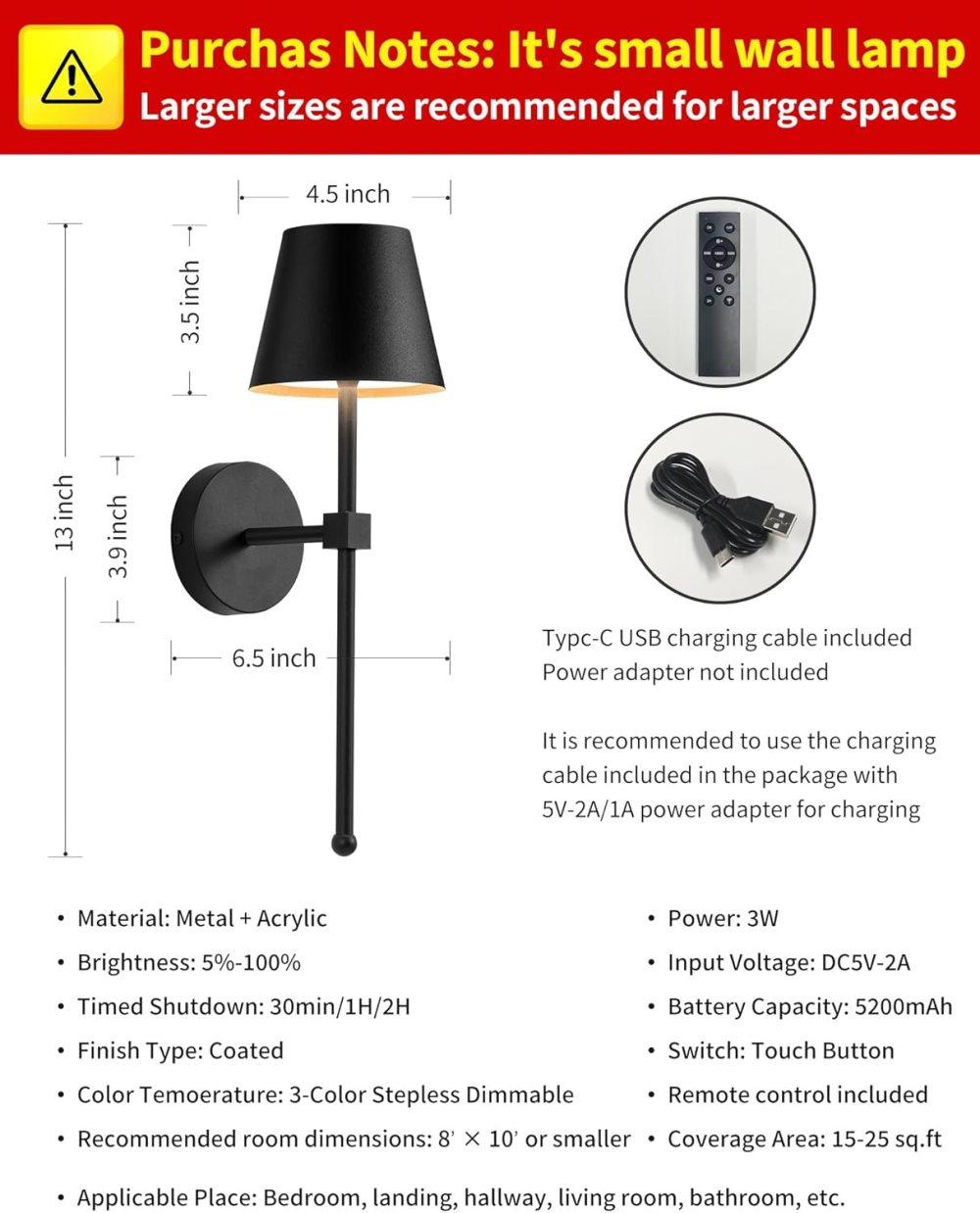 Wireless Wall Lamps 2-pack