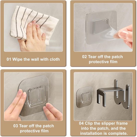 Set of 2 Self-Adhesive Shoe Racks - Space-Saving Storage Shelves - Suitable for bathrooms