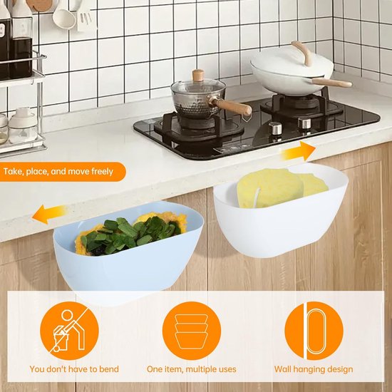 Wall-Mounted Waste Bins - Pack of 2 - Kitchen Waste Bins