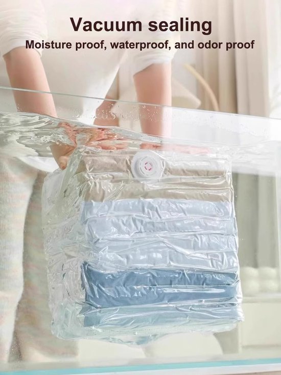 4-Piece Clothing Storage Bags - Compression Bags - Vacuum Bags for Sealing Blankets - Suitable for Travel Clothes - Reusable - Space-Saving - With Manual Press or Air Pump - Suitable for Clothes