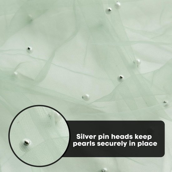 Light Green Table Veil with White Pearls - Silky Gauze 30x120 Inches - For Weddings
