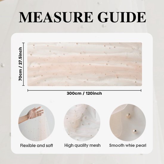 Pink Table Veil with White Pearls - Silky Gauze 30x120 Inches - For Weddings