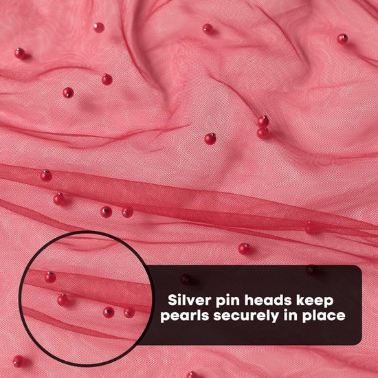 Red Table Veil with White Pearls - Silky Gauze 30x120 Inches - For Weddings