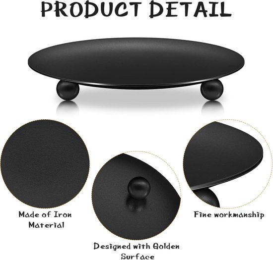 Candle Holders - Metal Pillar Candle Holders - 4.5 Inches - For Pillar Candles - Weddings - Dinner Party Decorations (Black
