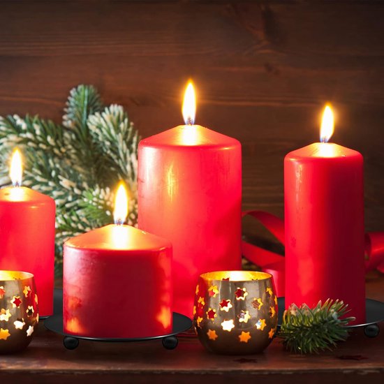 Candle Holders - Metal Pillar Candle Holders - 4.5 Inches - For Pillar Candles - Weddings - Dinner Party Decorations (Black