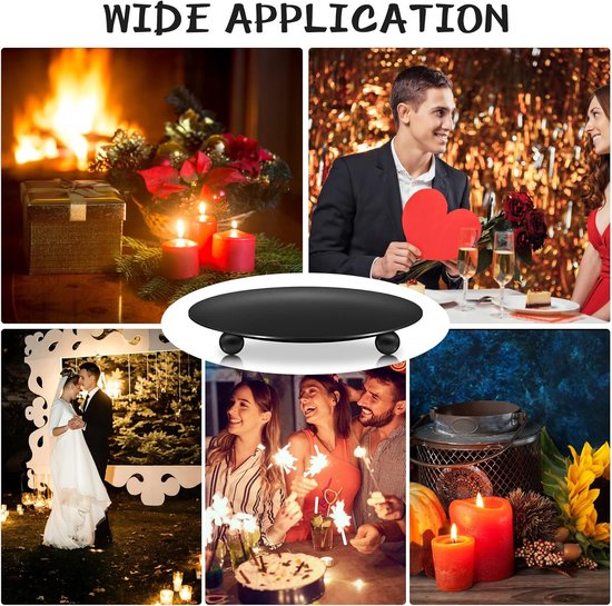 Candle Holders - Metal Pillar Candle Holders - 4.5 Inches - For Pillar Candles - Weddings - Dinner Party Decorations (Black