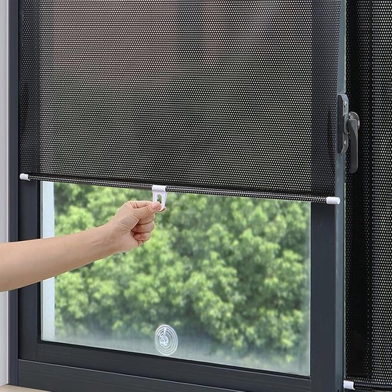 No-Drill Roller Blinds with 3 Suction Cups - Blackout Curtains, Temporary Cover-Up Curtains for Home, Bedroom and Car (Black, 45*124cm)