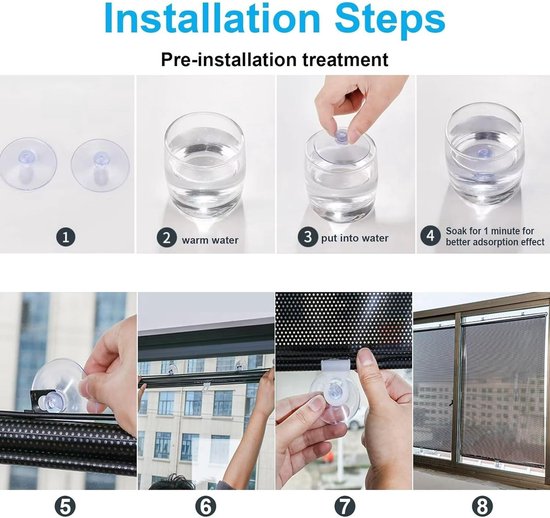 No-Drill Roller Blinds with 3 Suction Cups - Blackout Curtains