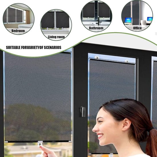 No-Drill Roller Blinds with 3 Suction Cups - Blackout Curtains