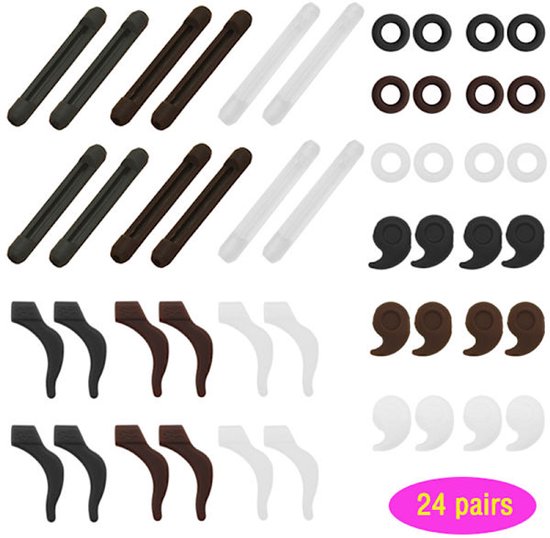 Anti-slip ear cushions for glasses - Frames - Anti-fall ear cushions - Ear hook connectors - 24 pairs