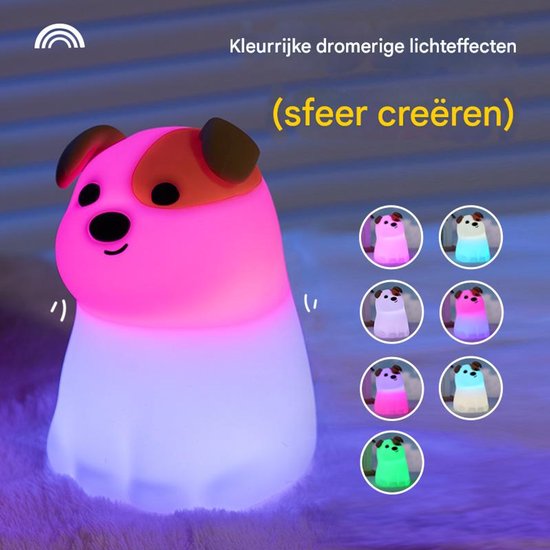 Night Light - Dog Night Light - USB - Touch Dimming - Baby Room/Bedroom Light - Pet/Children%27s Night Light - Adjustable in Seven Colors