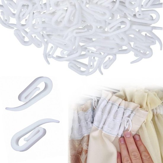 100 curtain hooks - G-shaped reinforced curtain hooks - White - For shower windows - Curtain accessories 100 curtain hooks - G-shaped reinforced curtain hooks - White - For shower windows - Curtain accessories