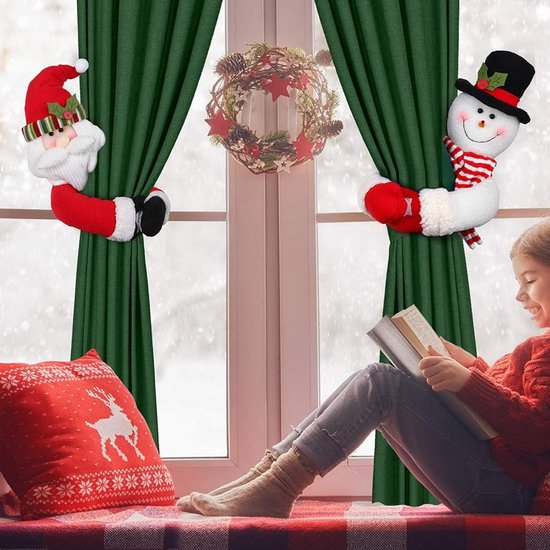 Christmas Themed Curtain Ties - (Set of Two) - Curtain Ties - Curtain Hooks - Snowman Design - Suitable for curtains
