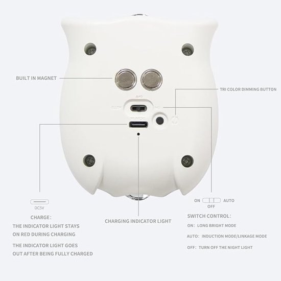 Night light - Mood lamp - LED lighting - Night lamp - LED cabinet light and stair light with sensor - Two-tone - USB rechargeable night light - Magnetic mounting - For children%27s room