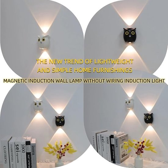 Night light - Mood lamp - LED lighting - Night lamp - LED cabinet light and stair light with sensor - Two-tone - USB rechargeable night light - Magnetic mounting - For children%27s room