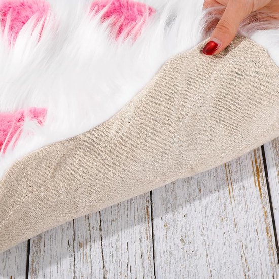 Rug - Cute non-slip rug in the shape of an animal paw - Soft white and pink rug