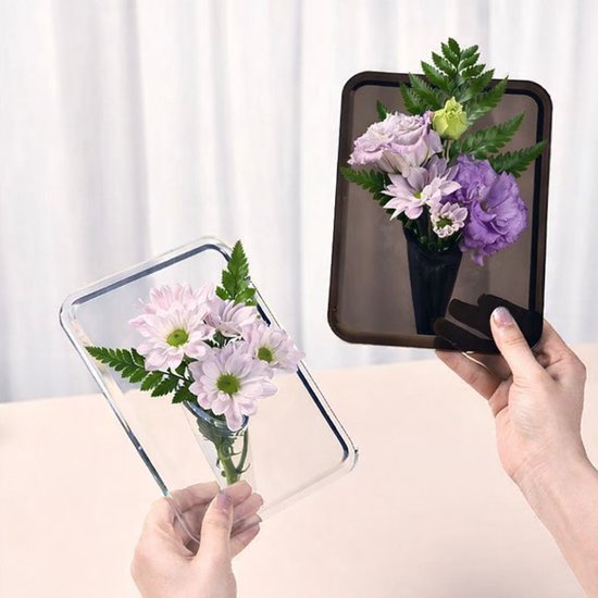 Vase - Minimalist Home Decor Vase - Cute Flower Stand - Photo Frame Style - Acrylic Material - 8 x 6 Inches