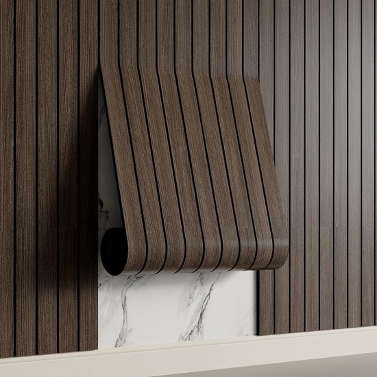 Self-adhesive 3D Wall Panel - Smoked Wood Look - PVC Plank 300x40 cm for Wall & Ceiling - Soundproof Self-adhesive 3D Wall Panel - Smoked Wood Look - PVC Plank 300x40 cm for Wall & Ceiling - Soundproof