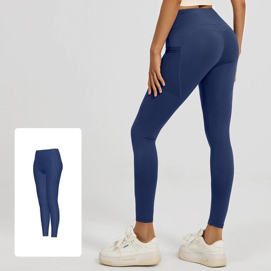 Slim Fit Sports Pants - High Waist Yoga Pants with Side Pockets - Soft and Stretchy Blended Fabric, Breathable and Comfortable - Skinny Fit with Elastic Waist - Suitable for Yoga, Fitness, Walking and Daily Use (Dark Blue, Size XXL)