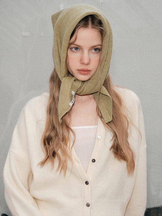 Triangular Knitted Scarf - Soft Acrylic Fabric - As a Scarf